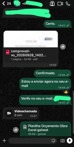 Cliente pagou e recebeu a planilha